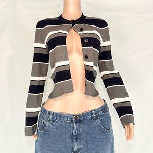 Vintage Striped Button-Up Cardigan